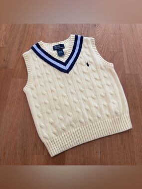 Polo Ralph Lauren Kids 5 Yellow Knit Sweater Vest Vintage 80s Preppy Nautical